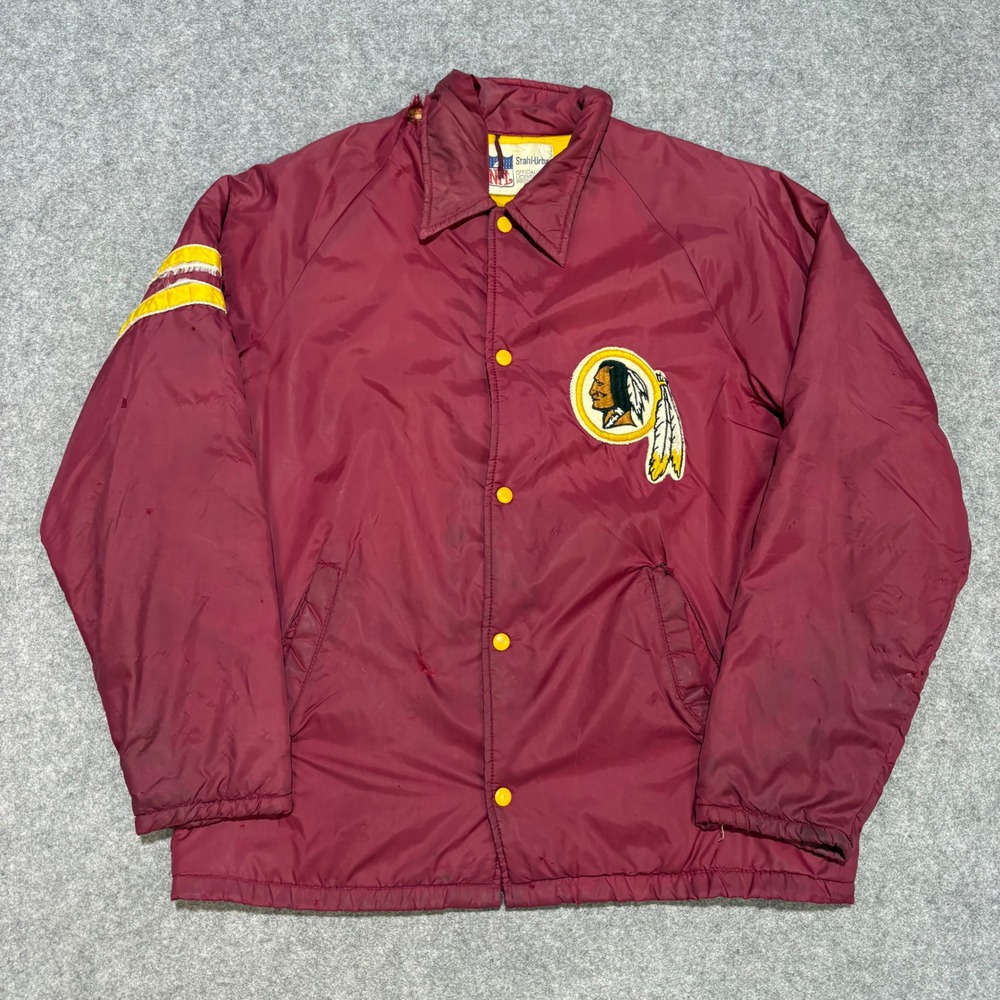 Vintage Stahl-Urban NFL Washington Redskins Coaches Jacket Burgundy Snap Front